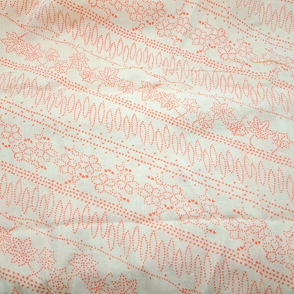 Vintage Muslin Fabric 1.4 yards Orange Cream Dotted Floral Lightweight‎